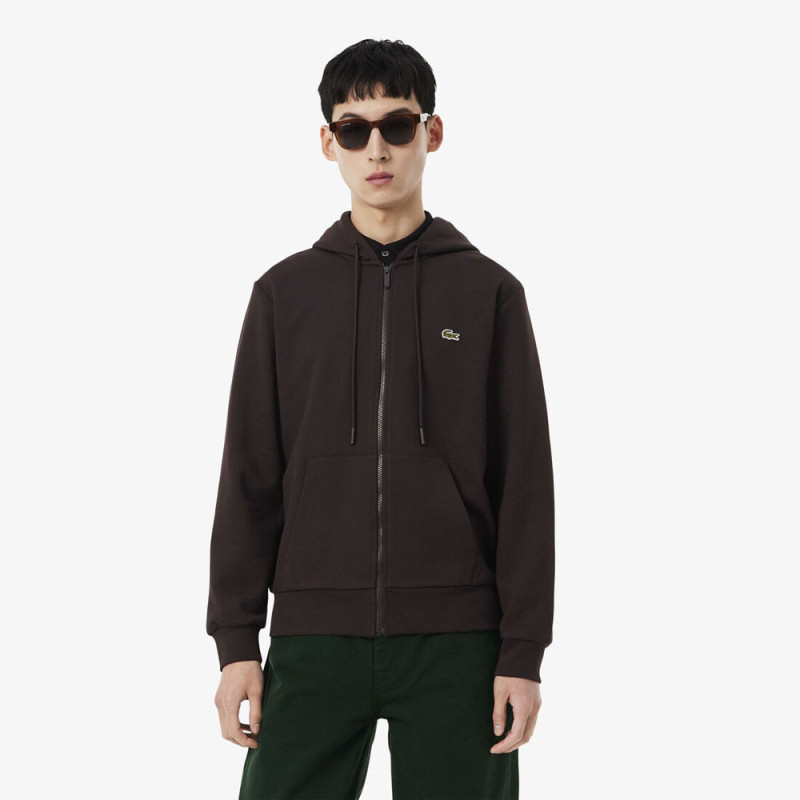 Sweatshirt Zippé à Capuche Classic Fit Molleton – Confort & Style Intemporel Lacoste marron