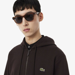 Sweatshirt Zippé à Capuche Classic Fit Molleton – Confort & Style Intemporel Lacoste marron