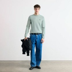 Pull en coton avec détails contrastants KN_Ever-X CN  BOSS vert clair