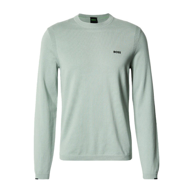 Pull en coton avec détails contrastants KN_Ever-X CN  BOSS vert clair