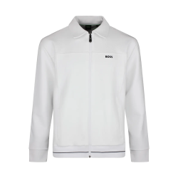 Sweat en coton mélangé avec logo brodé SW_Member FZ  BOSS blanc