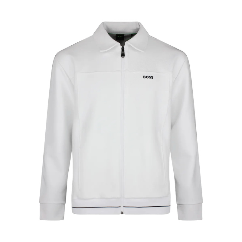 Sweat en coton mélangé avec logo brodé SW_Member FZ  BOSS blanc