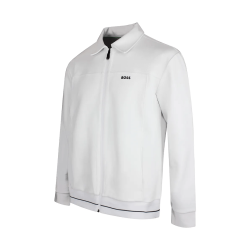 Sweat en coton mélangé avec logo brodé SW_Member FZ  BOSS blanc