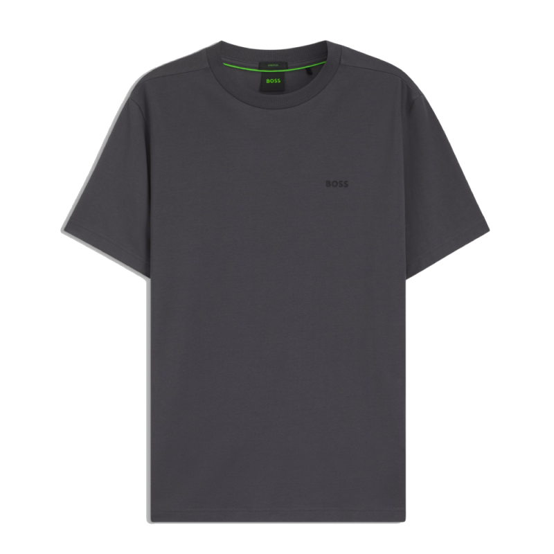 T-shirt Regular  en coton stretch avec logo contrastant  TEE HUGO BOSS  Gris foncé