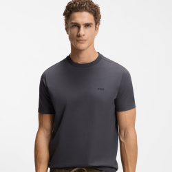 T-shirt Regular  en coton stretch avec logo contrastant  TEE HUGO BOSS  Gris foncé