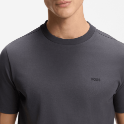 T-shirt Regular  en coton stretch avec logo contrastant  TEE HUGO BOSS  Gris foncé