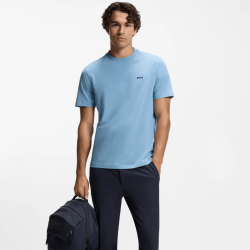T-shirt Regular  en coton stretch avec logo contrastant  TEE HUGO BOSS bleu pastel