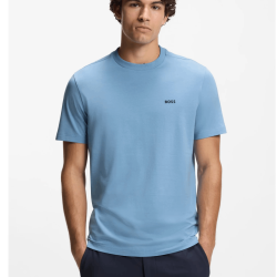 T-shirt Regular  en coton stretch avec logo contrastant  TEE HUGO BOSS bleu pastel