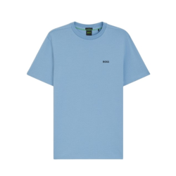 T-shirt Regular en coton stretch avec logo contrastant Tee BOSS bleu pastel