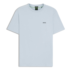 T-shirt Regular en coton stretch avec logo contrastant Tee BOSS bleu clair