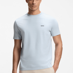 T-shirt Regular  en coton stretch avec logo contrastant  TEE HUGO BOSS bleu clair