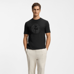T-shirt en jersey de coton avec motif d’inspiration tennis BOSS  noir
