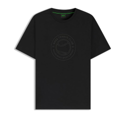 T-shirt en jersey de coton avec motif d’inspiration tennis BOSS  noir