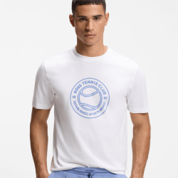 T-shirt en jersey de coton avec motif d’inspiration tennis BOSS  blanc
