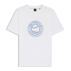 T-shirt en jersey de coton avec motif d’inspiration tennis BOSS  blanc