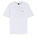 T-shirt en mesh de coton à motif artistique brodé BOSS balnc