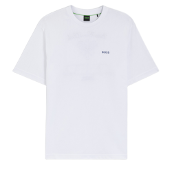 T-shirt en mesh de coton à motif artistique brodé BOSS balnc