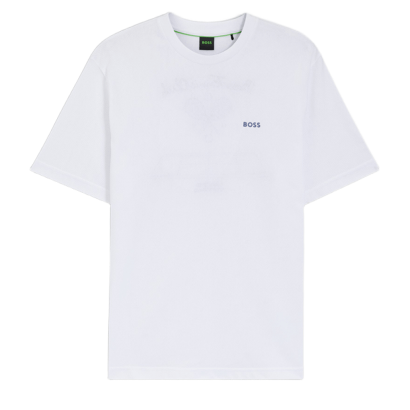 T-shirt en mesh de coton à motif artistique brodé BOSS balnc