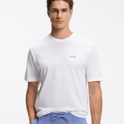 T-shirt en mesh de coton à motif artistique brodé BOSS balnc