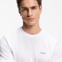 T-shirt en mesh de coton à motif artistique brodé BOSS balnc