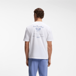 T-shirt en mesh de coton à motif artistique brodé BOSS balnc