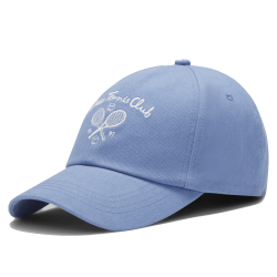 Casquette en serge de coton avec illustrations de tennis BOSS Bleu clair