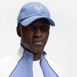 Casquette en serge de coton avec illustrations de tennis BOSS Bleu clair