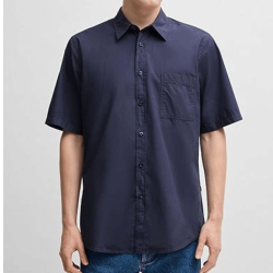Chemise Regular en popeline de coton Relegant_6-short_M BOSS Bleu marine