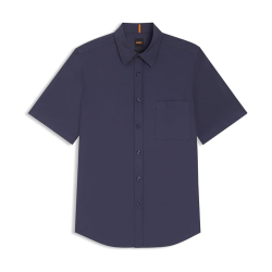 Chemise Regular en popeline de coton Relegant_6-short_M BOSS Bleu marine