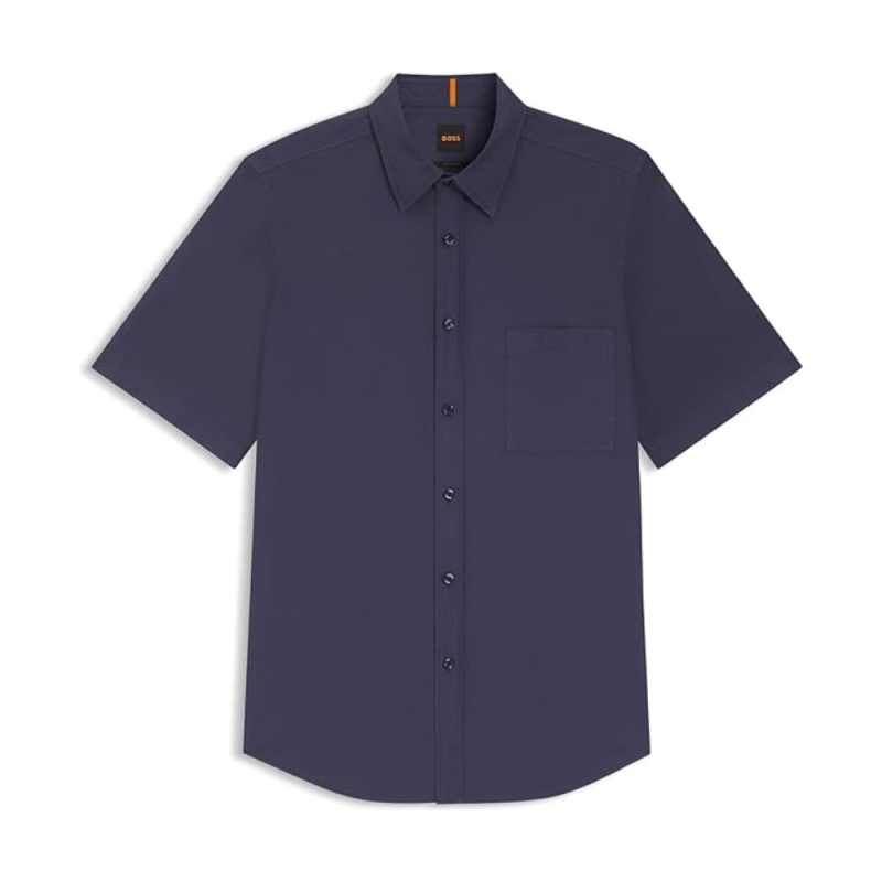 Chemise Regular en popeline de coton Relegant_6-short_M BOSS Bleu marine