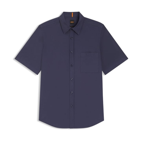Chemise Regular en popeline de coton Relegant_6-short_M BOSS Bleu marine