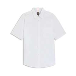 Chemise Regular en popeline de coton Relegant_6-short_M BOSS Blanc