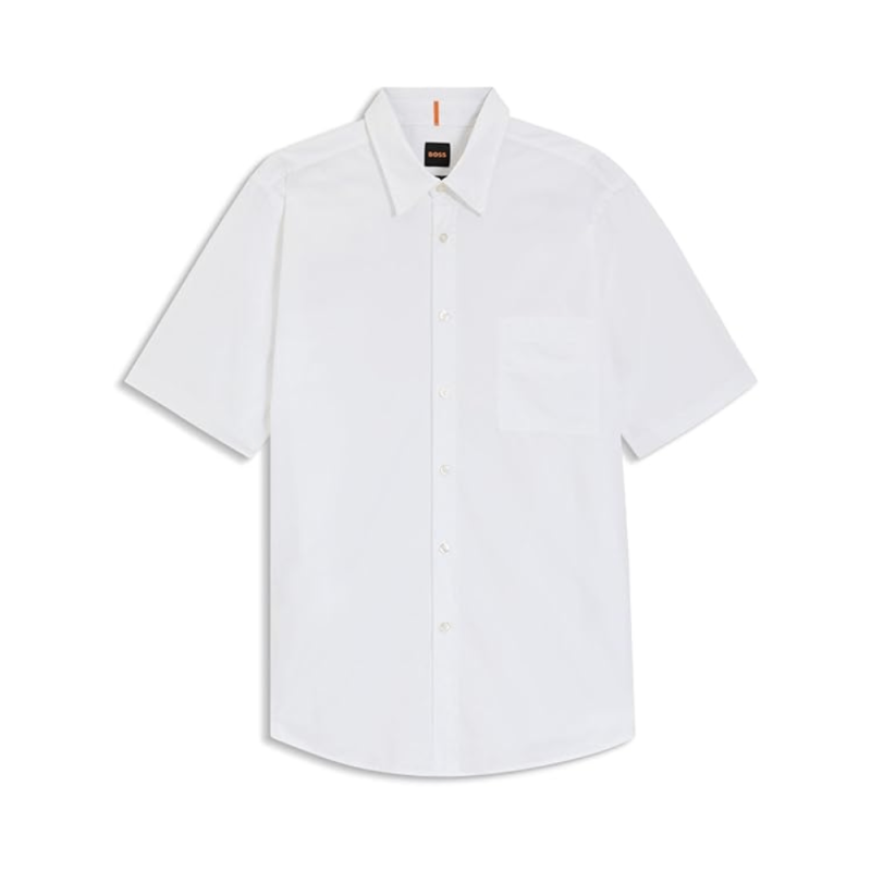 Chemise Regular en popeline de coton Relegant_6-short_M BOSS Blanc