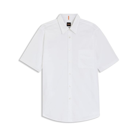 Chemise Regular en popeline de coton Relegant_6-short_M BOSS Blanc