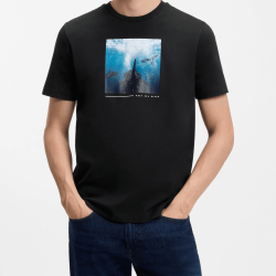 T-shirt en jersey de coton avec motif imprimé Te_Creature BOSS noir