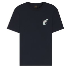 T-shirt en jersey de coton avec motif imprimé Te_Movement BOSS Bleu foncé