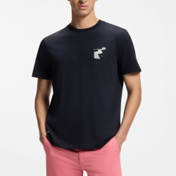 T-shirt en jersey de coton avec motif imprimé Te_Movement BOSS Bleu foncé