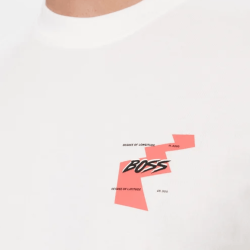 T-shirt en jersey de coton avec motif imprimé Te_Movement BOSS Blanc