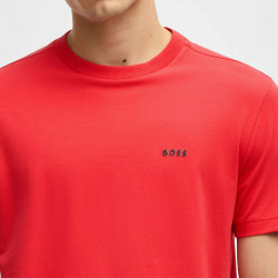T-shirt Regular en coton stretch avec logo contrastant TEE BOSS Rouge