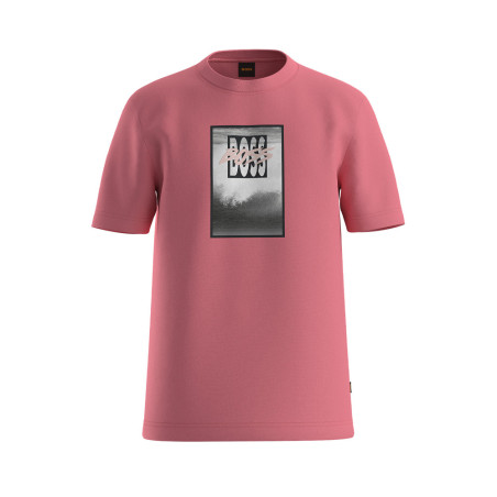 T-shirt BOSS Te_Dj Homme Rouge Pastel – Coupe regular en coton jersey avec artwork imprimé