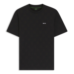 T-shirt BOSS TS_Member Homme Noir – Coupe relaxed en coton mélangé avec jacquard tennis