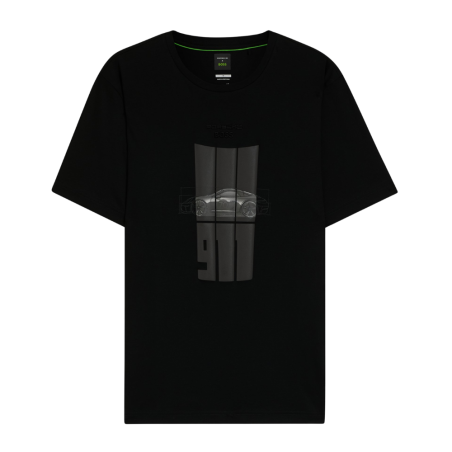T-shirt Porsche x BOSS en coton mercerisé avec graphismes réfléchissants TS_PS Spirit70 Grx BOSS NOIR