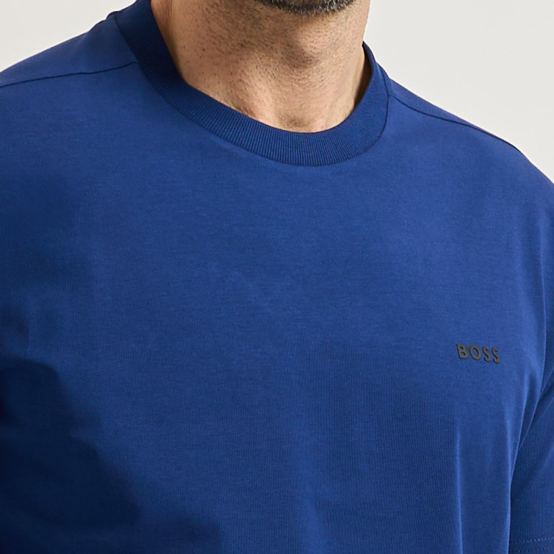 T-shirt en coton extensible avec un logo détaillé Tee BOSS bleu