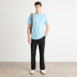 T-shirt Regular en coton stretch avec logo contrastant Tee BOSS bleu pastel