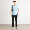 T-shirt Regular en coton stretch avec logo contrastant Tee BOSS bleu pastel