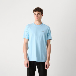T-shirt Regular en coton stretch avec logo contrastant Tee BOSS bleu pastel