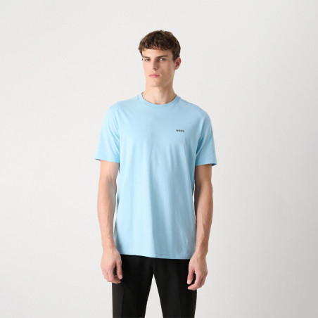 T-shirt Regular en coton stretch avec logo contrastant Tee BOSS bleu pastel