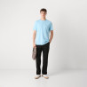 T-shirt Regular en coton stretch avec logo contrastant Tee BOSS bleu pastel