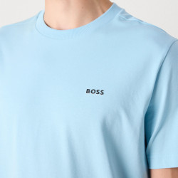T-shirt Regular en coton stretch avec logo contrastant Tee BOSS bleu pastel