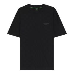 T-shirt Porsche x BOSS  Jacq Homme Noir – Coupe relaxed en coton jacquard avec branding premium